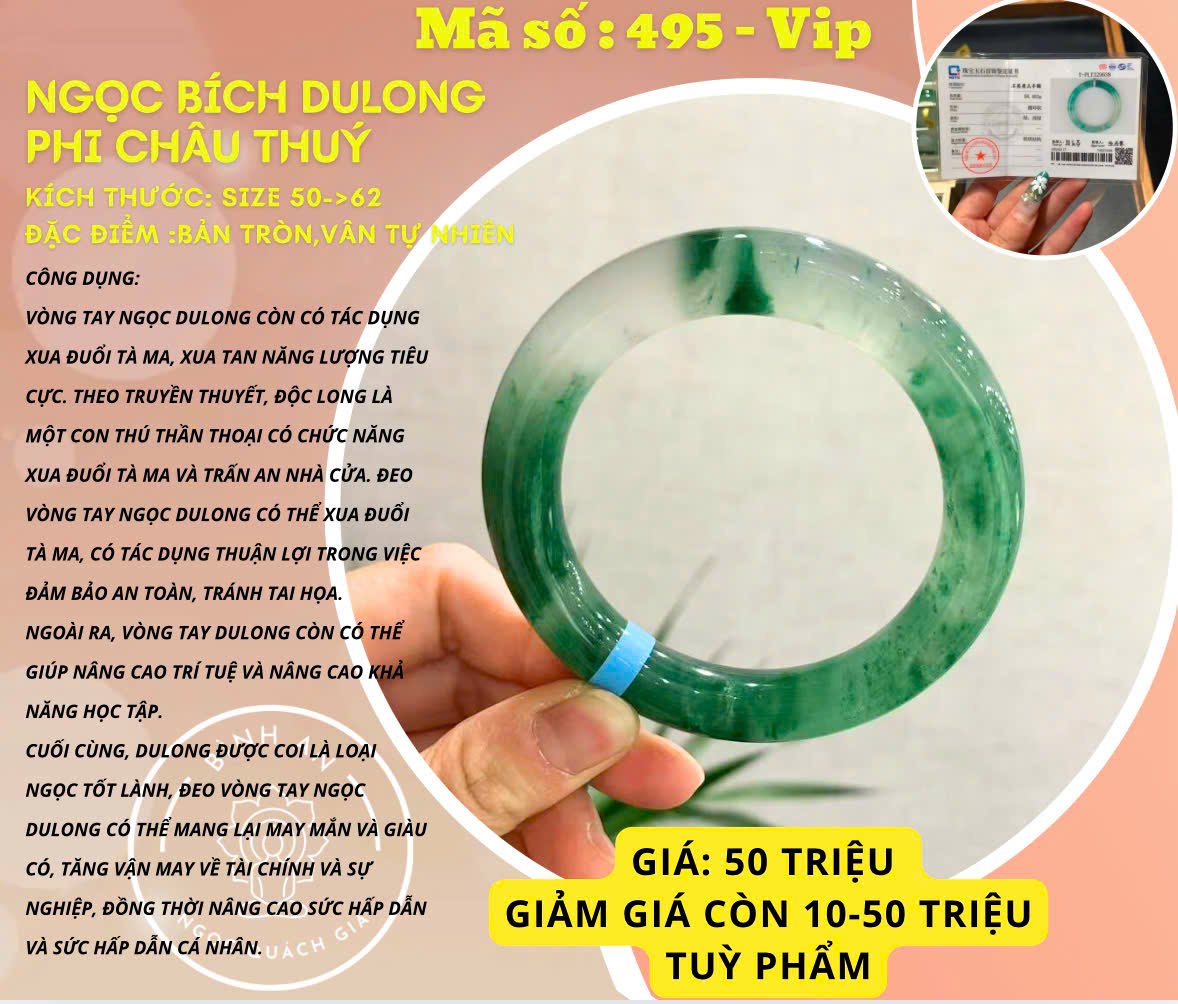 Vòng Tay Ngọc Phỉ Thúy Miến Điện - Mã số 459-Luxury