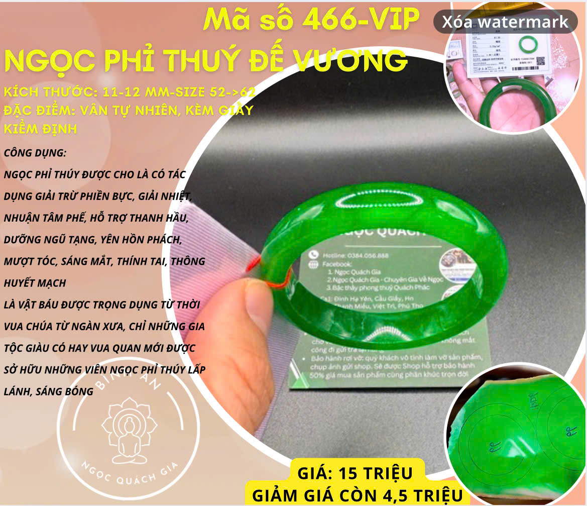Vòng Tay Ngọc Phỉ Thúy Miến Điện - Mã số 459-Luxury