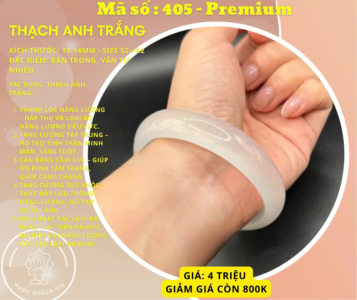 Vòng Tay Ngọc Phỉ Thúy Miến Điện - Mã số 459-Luxury