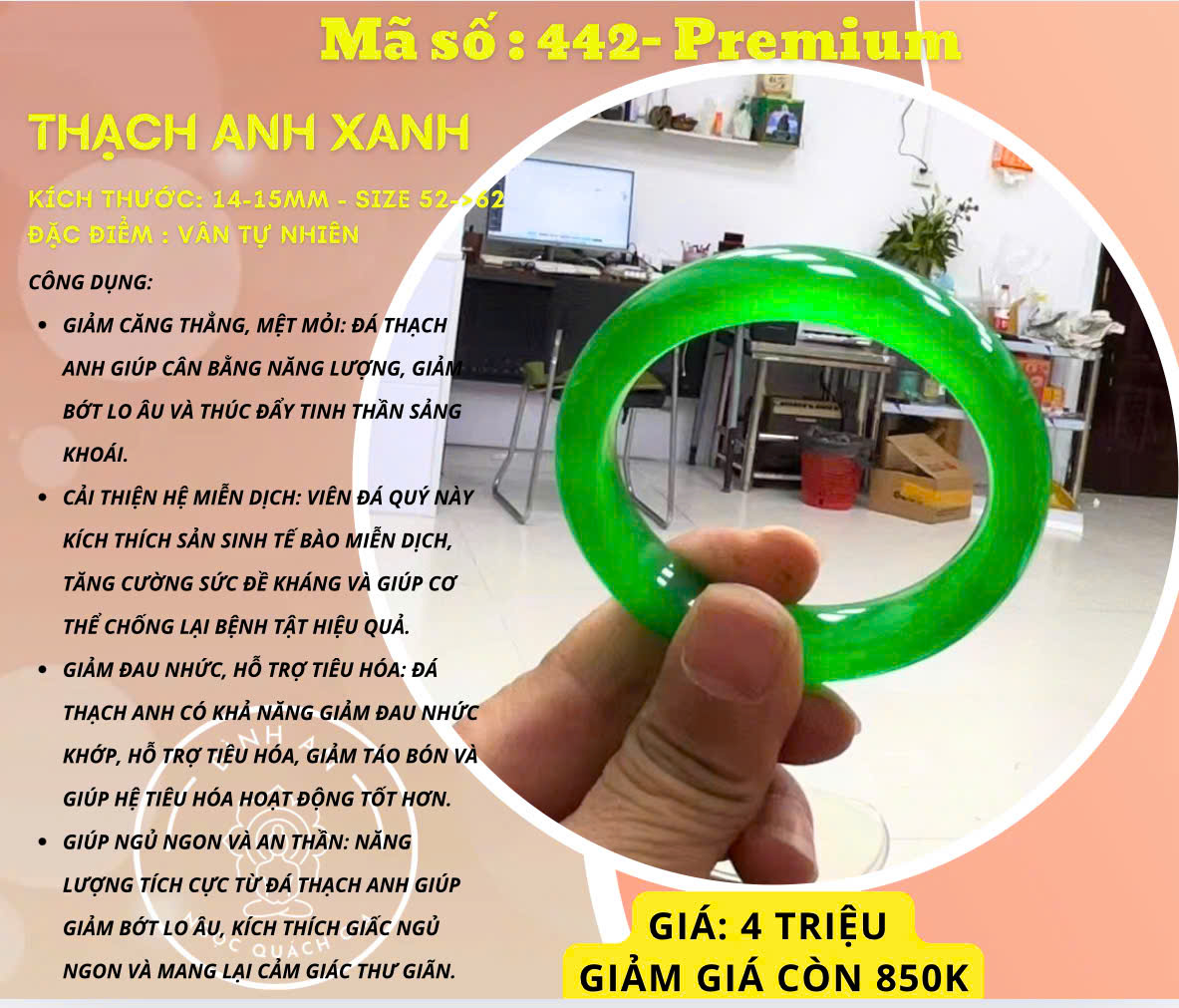 Vòng Tay Ngọc Phỉ Thúy Miến Điện - Mã số 459-Luxury