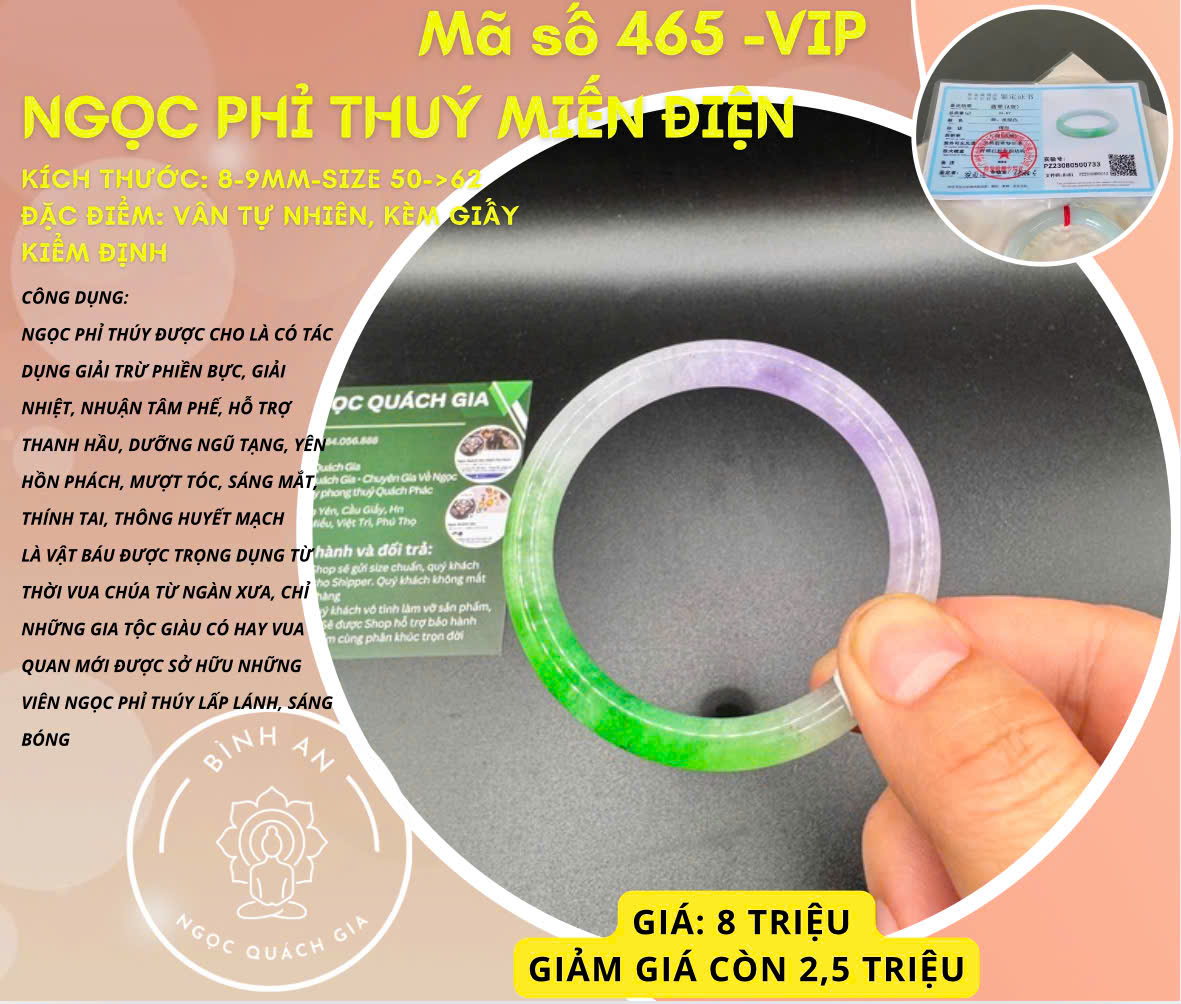 Vòng Tay Ngọc Phỉ Thúy Miến Điện - Mã số 459-Luxury
