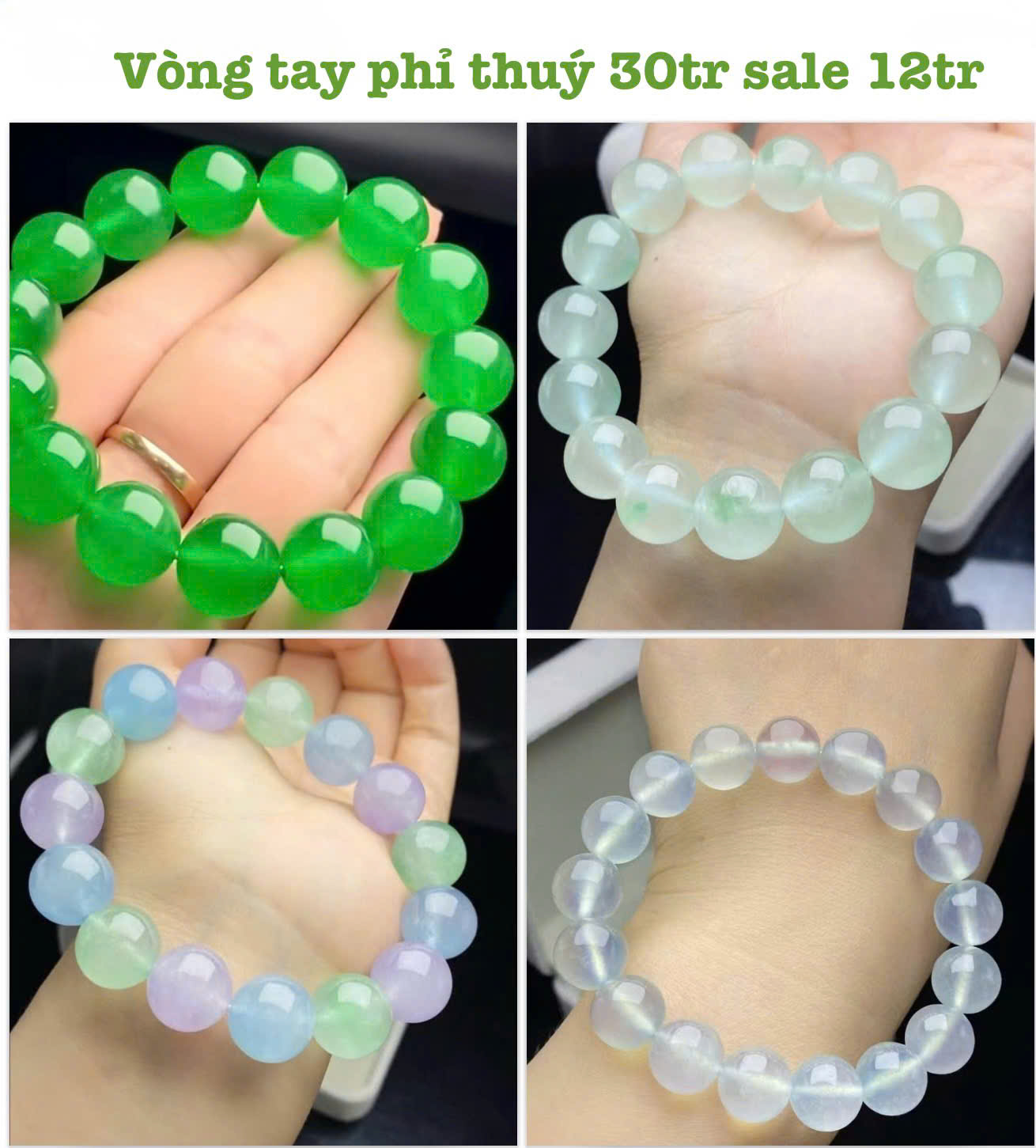 Vòng tay phỉ thuý 30tr sale còn 12tr - Ngọc Quách Gia