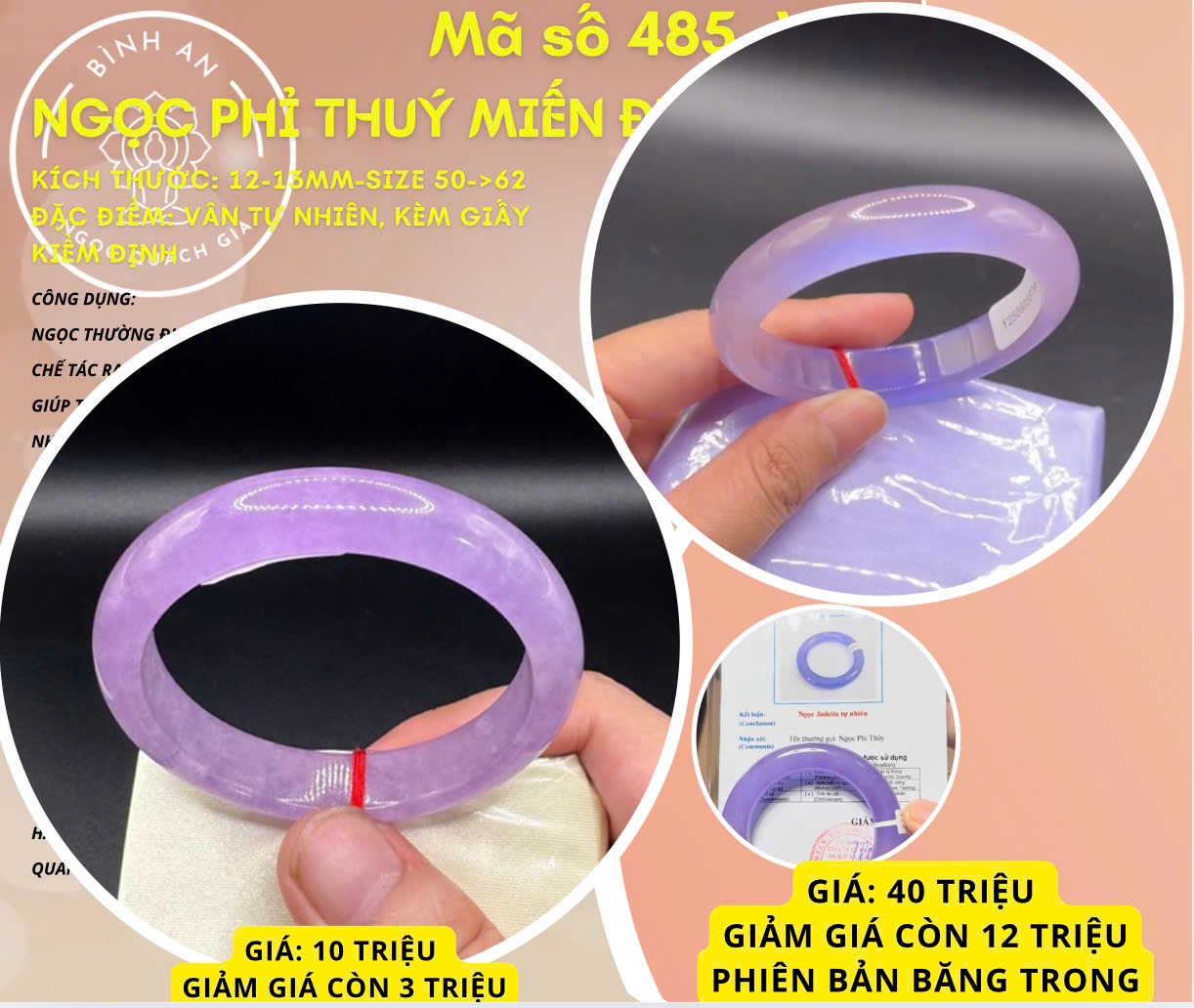 Vòng Tay Ngọc Phỉ Thúy Miến Điện - Mã số 459-Luxury